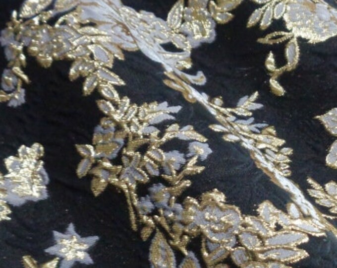 Gold thread jacquard fabric, 3D texture, designer fabric, Upholstery, Decor, Costume, Curtain, Handbag, Sewing/Fabric by the meter, 57" W