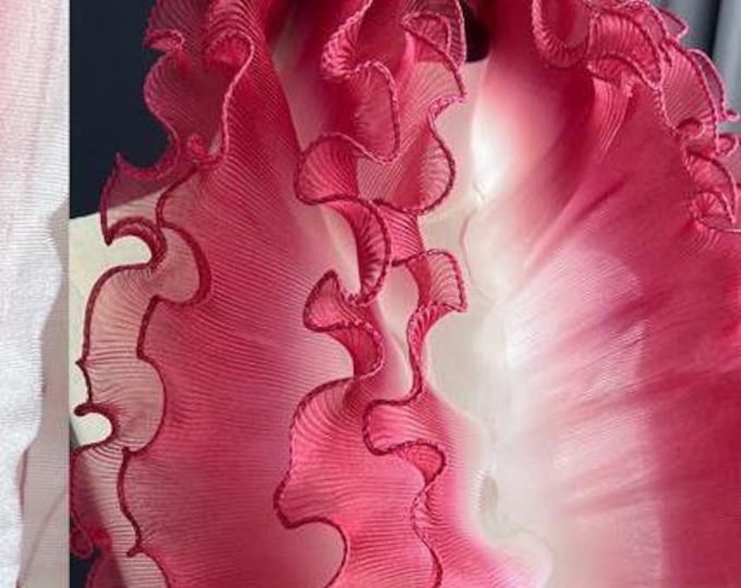 Sheer pleated ruffle, 12cm Wide 3D folds Ruffle Organza, Designer Fabric, Wedding, Gowns, Events, Decoration, Stiff shape and Texture fabric