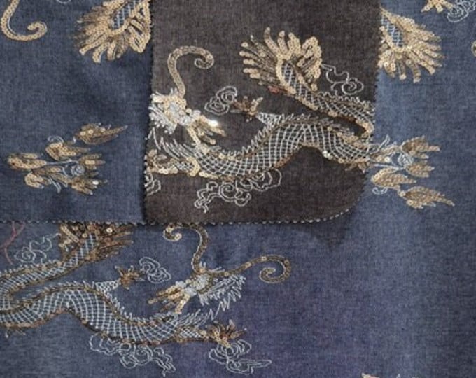 100% cotton, Textile Symphony of Jacquard Weave, 3D Denim Embroidered Jean Creation, 49", Upholstery, Quilting, Sewing, drapery/Fabric