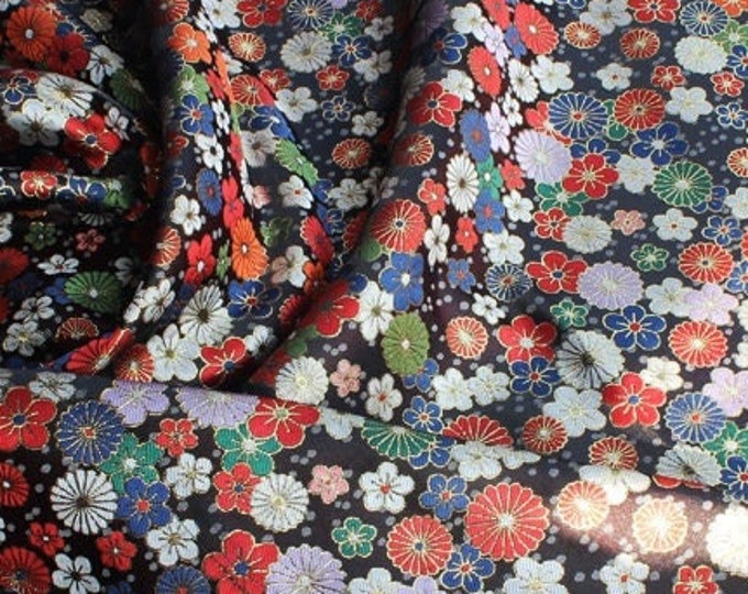Japanese style KINRAN fabric BLACK | 29.5 and 59" Wide | Kimono Fabric | Upholstery, Decor, Costume, Handbag, Sewing/Fabric by the meter