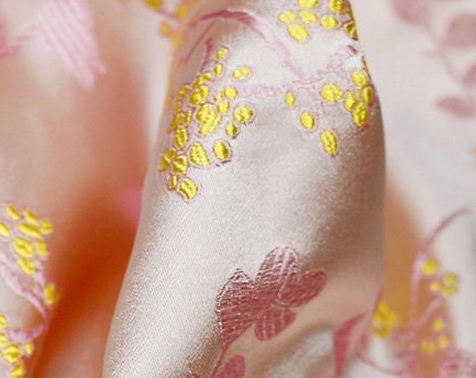 29.5"W Chinese vintage Vine flower, Kids Doll Sewing Fabric, Upholstery Fabric, Tibetan robe, spinning Fabric, silk, satin and brocade