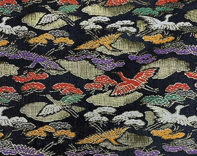 Silk Brocade Fabric, Japnese 3D Crane Jacquard Satin Fabric, Brocade Fabrics By The Meters, Home Decor Fabrics, Table Runner, Cushion cover