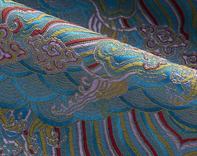 59" Width Traditional Ocean waves Silk rayon jacquard brocade Fabric, fabric for dresses, skirts, 20+ colors on SALE, Upholstery and Sewing