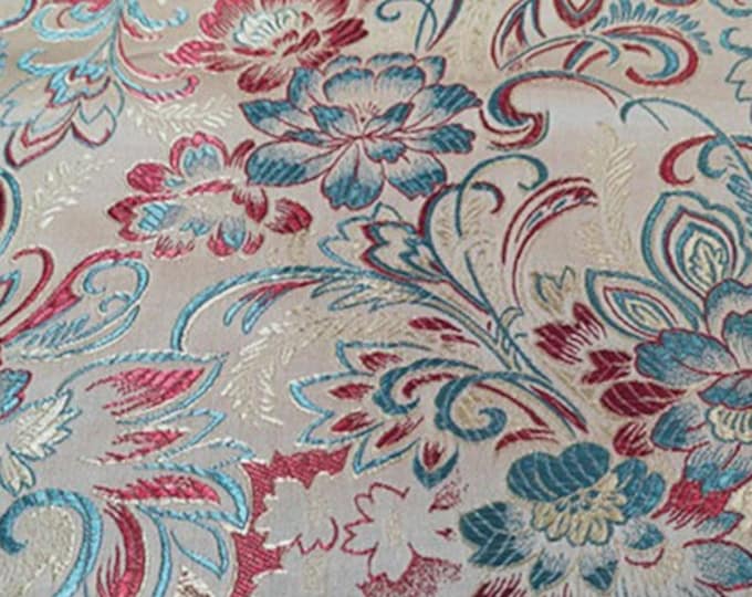 45" Width Silk Brocade Fabric New Peony Flower Design, 4 Colors Chinese Fabric By 1 Meter on SALE, Upholstery and Cheongsam Sewing fabric