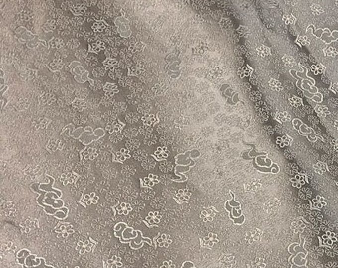 29.5“W Silk Brocade Fabric White and blue Snow and Cloud Design, Chinese Fabric By 1 Meter on SALE, Upholstery, Quilting and Sewing fabric