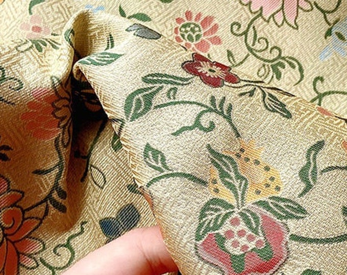 57" Song Brocade, pomegranate flower silk Brocade, Emperor Tibetan, Upholstery, Decor, Costume, Curtain, Handbag, Sewing/Fabric by the meter