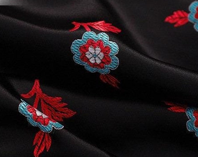 Peony Flower Brocade Fabric: Wedding Damask Jacquard (29.5"W)
