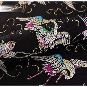 Tela de brocado de grulla: mezcla de rayón y seda de colores, material para cheongsam qipao
