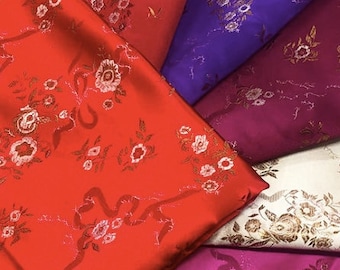 45"Wide Brocade Fabric small Peony Flower Design, Wedding Fabric, 7 Colors Chinese Fabric on SALE, 10.99/meter Upholstery, Quilting , Sewing