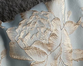 Gold Embroidered Floral Jacquard Fabric: 57"W Designer Upholstery