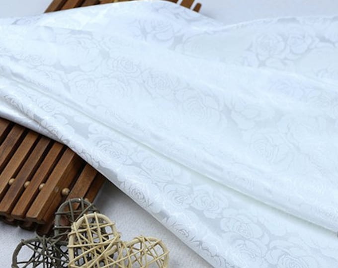 7 colors Two Sides Jacquard Satin Fabric, 59“Wide Beautiful Rose Chinese Antique Satin Cosplay Costumes, Sell by the meter