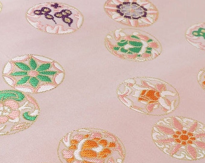 57"W small flower Silk Brocade Fabric, Decor, Table cloth, bed runner, Cheongsam, Upholstery, Costume, bag, Sewing, Robe/Fabric by 1 yard