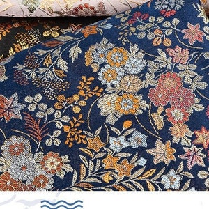 Japanese Silk Brocade Fabric: Daisy Floral Design, Wedding Fabric By The Meter