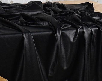 58"W 4Way Stretch Black Matte Pleather Stretch Vinyl Fabric, Polyester Spandex for Apparel & Crafts, Upholstery, Decor, Costume, bag, Sewing