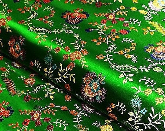 Peony Flower Brocade Fabric | 15.99 Full Meter | 29.5" W | 5 Color| Upholstery, Decor, Costume, Curtain, Handbag, Sewing/Fabric by the meter