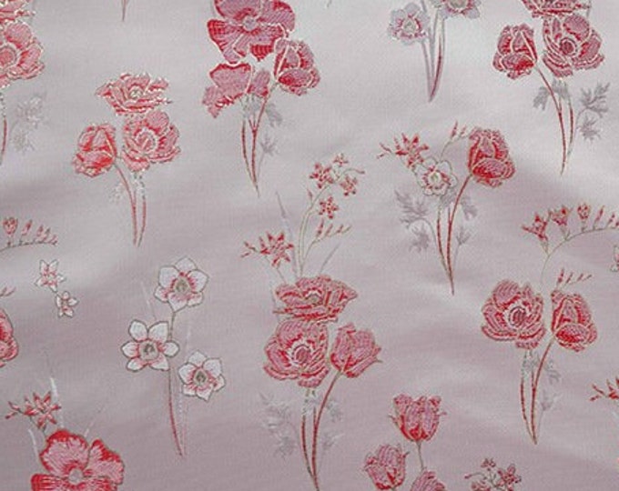 59” W Chinese Silk brocade Fabric, Flower Jacquard damask Fabric, Upholstery, Decor, Costume, Curtain, Handbag, Sewing/Fabric by the meter