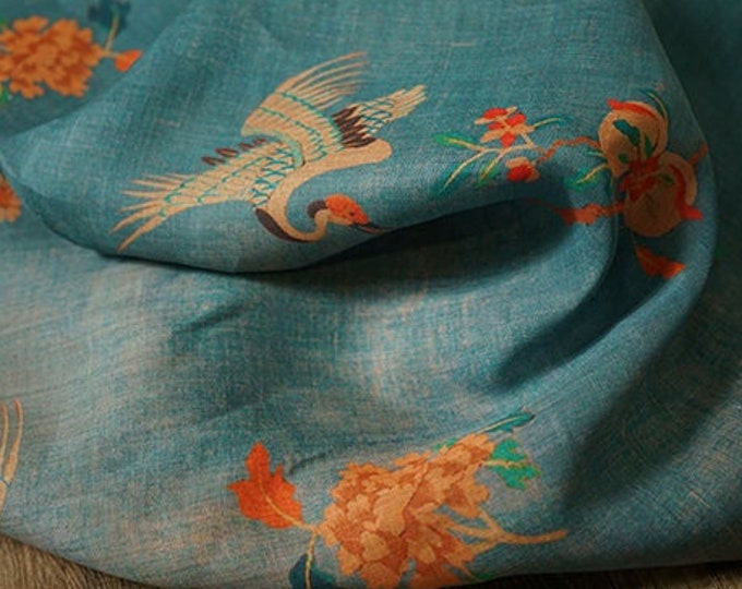 100% Ramie Fabric Teal color For cheongsam, Qipao & Home Textile, 55“W, Upholstery, Costume, Curtain, bag, Sewing, Scarf/Fabric by the meter