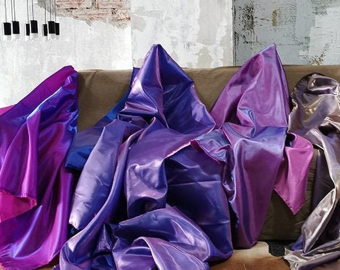 59"W Two Tone Silky Taffeta Fabric, Chameleon shiny Reflective Fabric, Hanbok Dress, Wedding Fabric, sell by the Meter