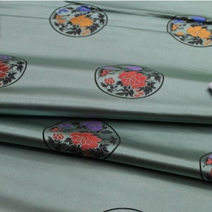 Ricamo cinese pisello colore verde Broccato, 29.5 "Largo, Vende al metro, Cheongsam, Qipao Tessuto da ricamo, tessuto per cucito e tappezzeria
