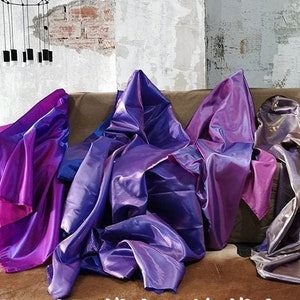 59"W Two Tone Silky Taffeta Fabric, Chameleon shiny Reflective Fabric, Hanbok Dress, Wedding Fabric, sell by the Meter