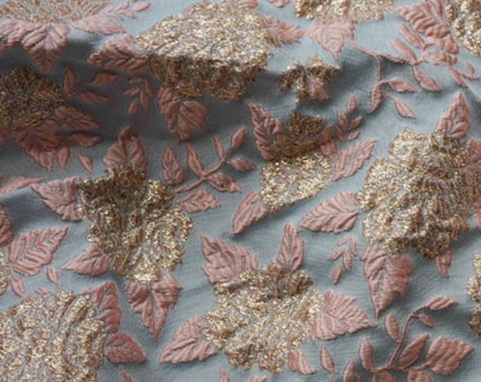 Gold thread jacquard fabric, 3D oil painting texture, designer fabric, 63"W, Upholstery, Decor, Costume/Fabric by the meter, 2 color on SALE