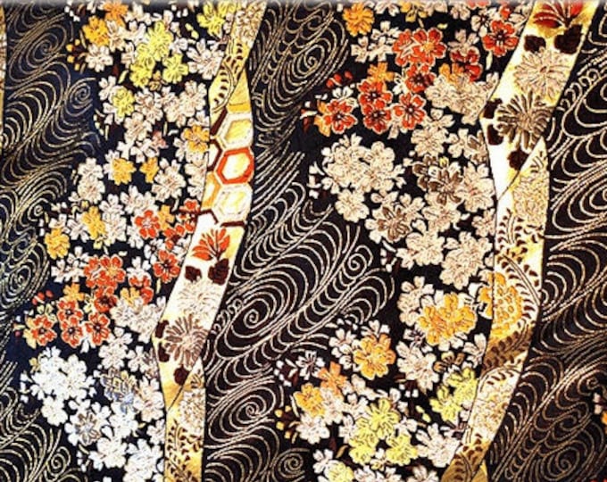 Nishijin Japanese Fabric, Modern Japanese Floral Jacquard silk brocade by meter, 29.5” Width, 4 Colors On SALE