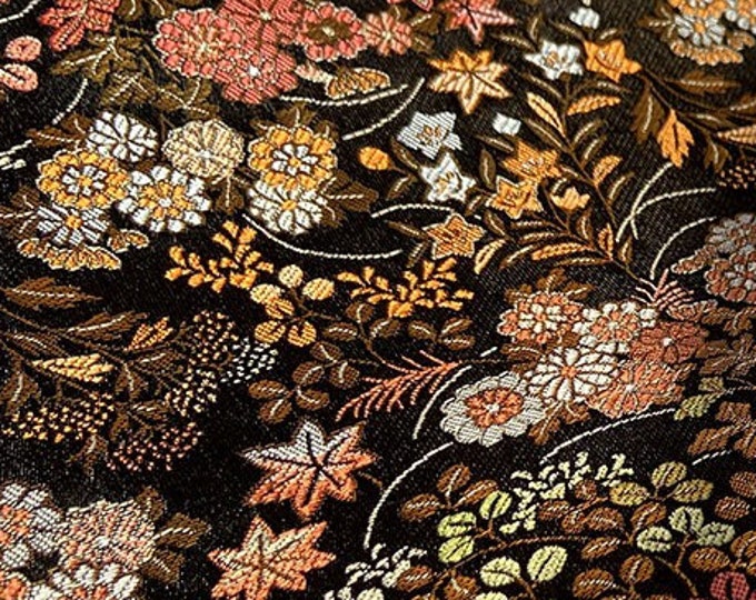Japanese Traditional Silk brocade Fabric, 29.5"W, Upholstery, Decor, Costume, Curtain, Handbag, Sewing, Wedding, Kimono/Fabric by the meter