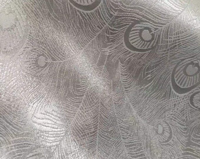 Pure White Two Sides Jacquard Satin Fabric, 59“Wide peacock tail Chinese Antique Satin Cosplay Costumes, Decor, Sewing/Fabric by the meter