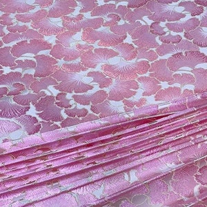 Tessuto damascato intrecciato in broccato rosa reversibile, modello Ginkgo biloba, tappezzeria, tessuto per trapuntatura e cucito, tessuto fai-da-te, 29,5 "W per 1 metro
