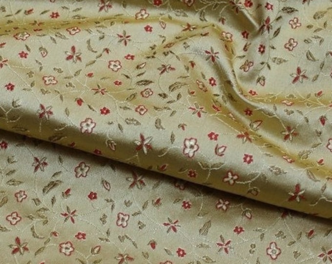 Chinese Flower Brocade Fabric | 8.99 Full Meter Price | 29.5" Wide | Chinese Fabric in 5 Colors Red,Blue,Green,Yellow,Purple Chinese Brocade