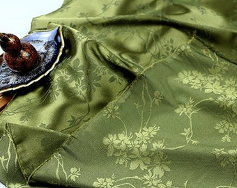 8 colors Two Sides Jacquard Satin Fabric, 59“Wide Floral and Leaf Chinese Antique Satin Cosplay Costumes, Sell by the meter