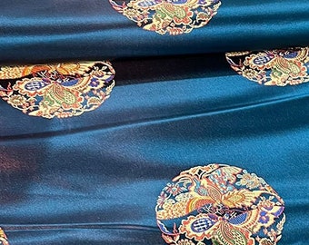 Round Multi-color Chinese butterfly Silk Brocade Fabric on SALE 29.5" W, Upholstery, Decor, Costume, Sewing/Fabric by the meter, 10 colors