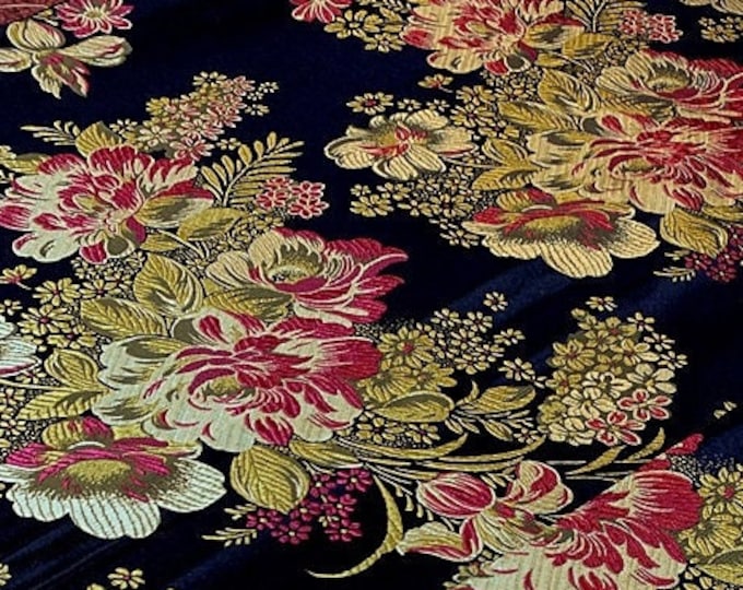 29.5"W Pure natural silk, Peony Silk Brocade, Jacquard mulberry silk Damask fabric, Upholstery, Decor, Costume, Sewing Cheongsam/Qipao Dress