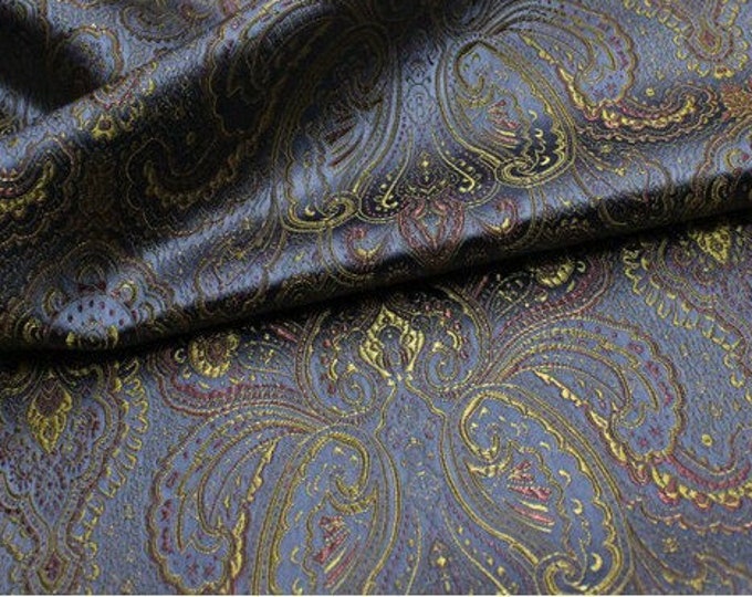 29.5"W Nishijin woven gold thread brocade, Jacquard silk brocade by the yard, Waistband, handbag, Upholstery, Sewing, Decor, Costume fabric