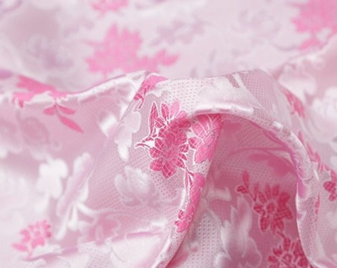 Brocade Fabric floral Design, Pink and lilac,  35"Width, 2 colors, Upholstery, Decor, Costume, Curtain, Handbag, Sewing/Fabric by the meter
