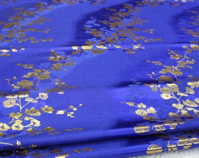 Japanese Cherry blossoms Fabric, Modern Japanese Floral Jacquard silk brocade by meter, 29.5” Width, 3 colors On SALE