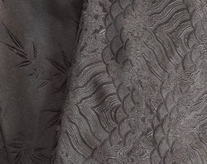 Atmospheric Full Dark Black Gorgeous Silk Brocade Jacquard, 29.5"W, Upholstery, Decor, Costume, Curtain, Handbag, Sewing/Fabric by the meter