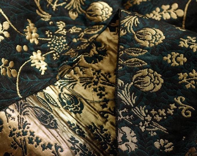 Vintage Dark Green jacquard fabric, 3D fabric, designer fabric, Upholstery, Prom dress, 57"W, Upholstery, Decor, Costume/Fabric by the meter
