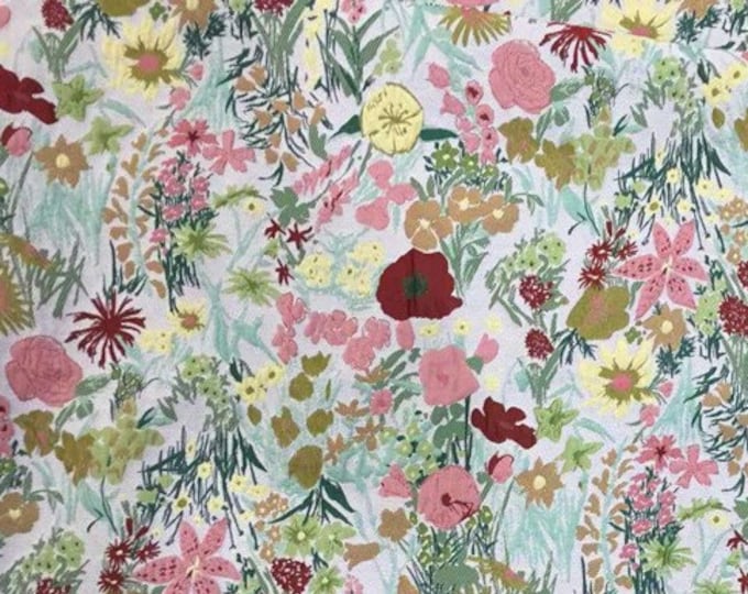 Idyllic flowers blooming Jacquard fabric, designer fabric, Upholstery, Decor, Costume/Fabric by the meter, 55"W on SALE, Yarn Dyed Fabric