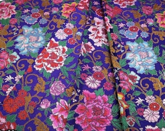 Chinese brocade fabric, with Cloisonne Peony, Jacquard fabric, Cheongsam & Qipao fabric, Cosplay DIY fabric, Kimono fabric, 3 colors, 29"W