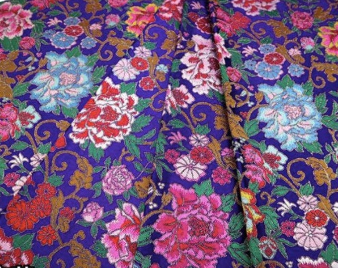 Chinese brocade fabric, with Cloisonne Peony, Jacquard fabric, Cheongsam & Qipao fabric, Cosplay DIY fabric, Kimono fabric, 3 colors, 29"W