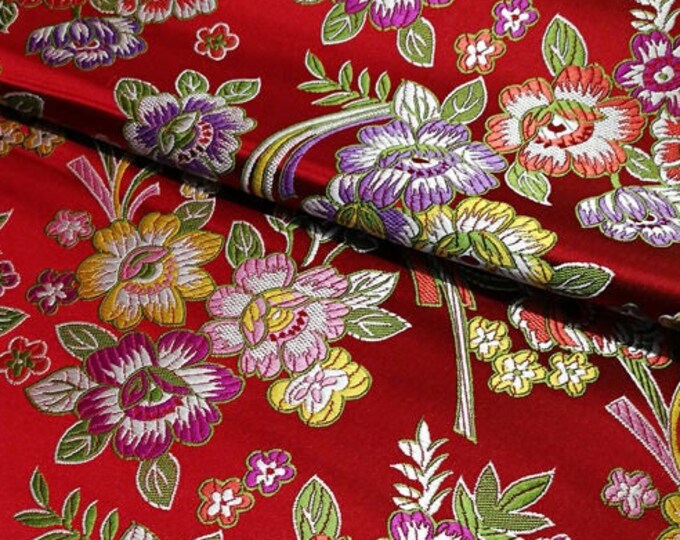 Peony Flower Brocade Fabric | 16.99 Full Meter | 29.5" W | 8 Color| Upholstery, Decor, Costume, Curtain, Handbag, Sewing/Fabric by the meter