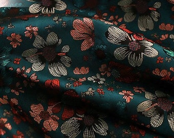 Chinese Flower Brocade Fabric | 9.99 Full Meter Price | 35" Wide | Chinese Fabric in 10+ Colors Clearance | Upholstery, Quilting and Sewing