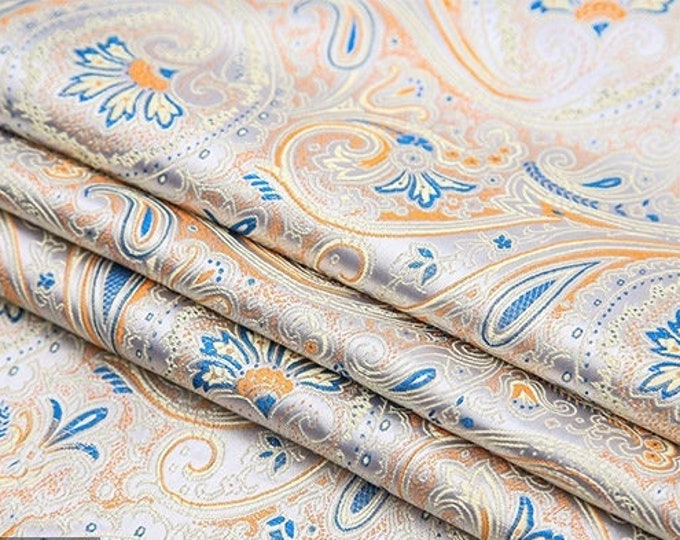 Chinese Silk brocade woven Damask Paisley cheongsam cushion Phoenix tail pattern, sewing Upholstery Fabric on SALE, 5 colors