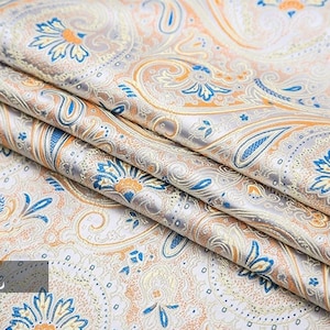 Chinese Silk brocade woven Damask Paisley cheongsam cushion Phoenix tail pattern, sewing Upholstery Fabric on SALE, 5 colors