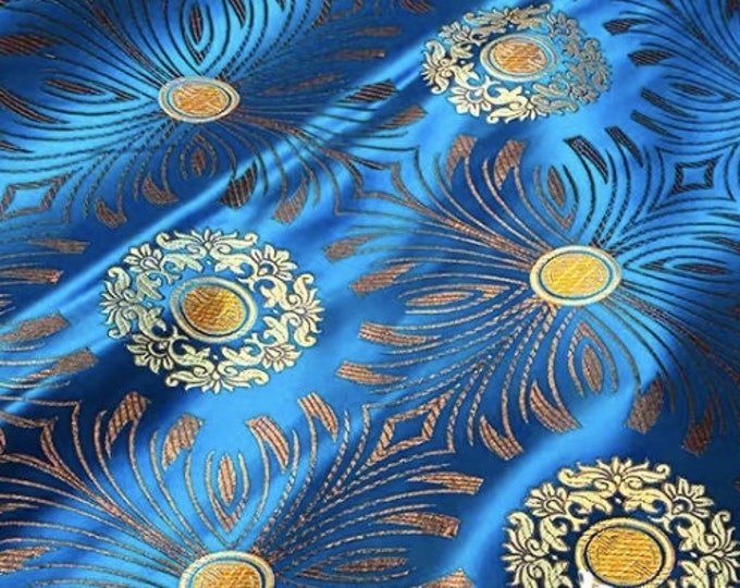 Shiny Sun Flower blooming silk brocade Fabric | 11.99 Full Meter Price | 29.5" Wide | 8 Colors | Upholstery, Kids clothing and Sewing fabric