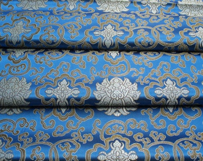 35" Wide Chinese Medallion Brocade Fabric | 6.99 Full meter Price | Chinese Fabric in 10 Colors, Purple, Royal, Turquoise Brocade