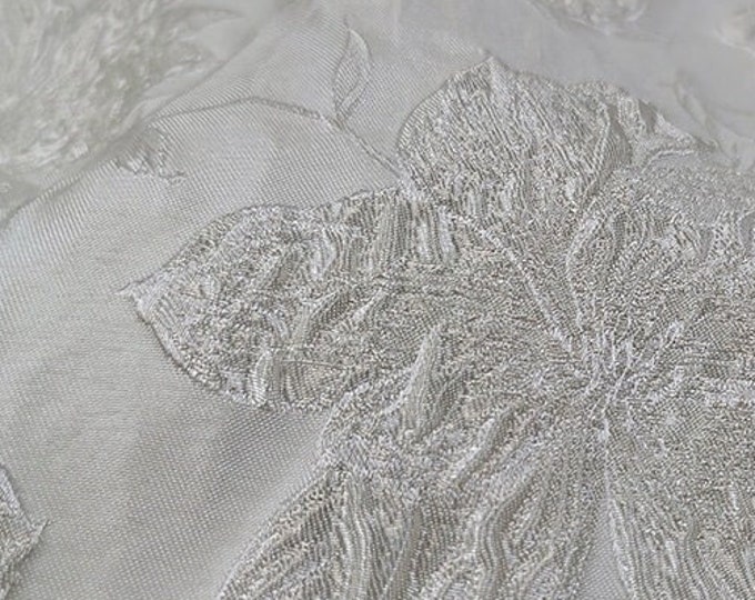 60"W Pure white 3d Texture jacquard fabric, Wedding dress fabric, Upholstery, Quilting and Sewing fabric, Dress, skirt, Curtain by the yard