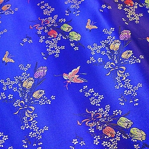 Silk Brocade Fabric Royal blue collection, 3 patterns, Chinese Fabric By 1 Meter on SALE, Tappezzeria, Quilting e Cucito tessuto