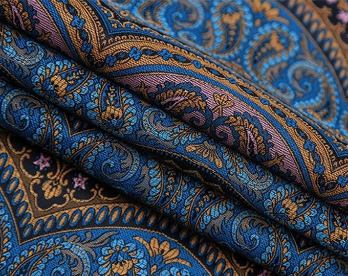 Paisley Indian Brocade Fabric by the Meter for DIY craft, drapery, upholstery, doll clothes, dress, sari, cushion cover, curtains, 9 colors